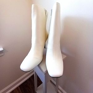 Ladies White Vegan Leather Booties